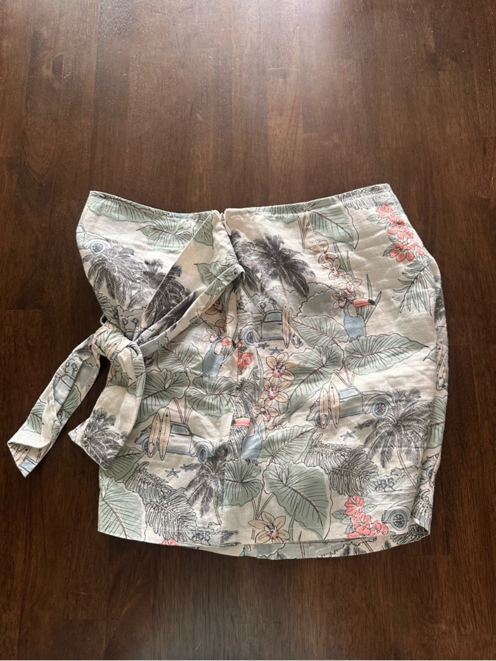 Artisan NY Tropical Print Tie Waist Linen Shorts Beach Vacation Women’s Size 6 - Picture 7 of 8